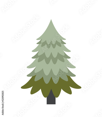 Christmas tree icon. Sticker for social networks. Flora and fauna, graphic element to create forest landscape. Symbol of New Year and Christmas, winter season. Cartoon flat vector illustration