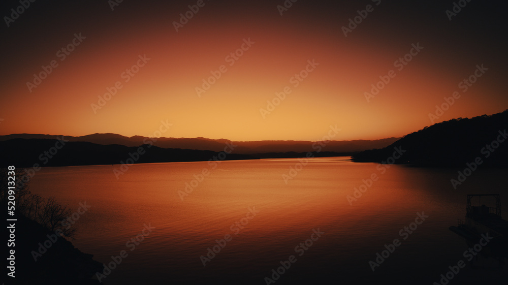 Fototapeta premium red sunset over the lake