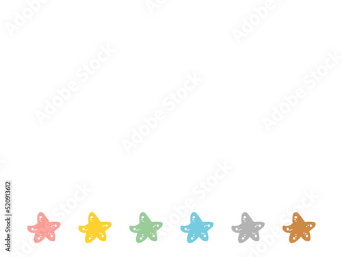 かわいい海の中のヒトデのフレーム／手描きイラスト素材