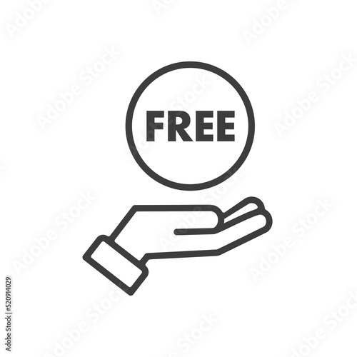 FREEの文字が入ったコインと手のアイコン - 無料･フリーのイメージ素材
