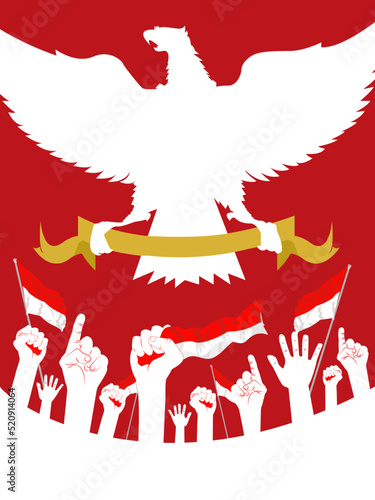 garuda indonesia with ribbon and flag suitable for indonesian independence day poster