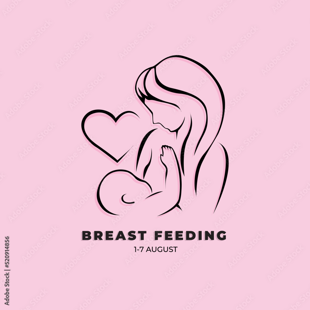 Mom and Baby icon for World Breastfeeding Day with modern vector style Mom and Baby icon for World Breastfeeding Day with modern vector style