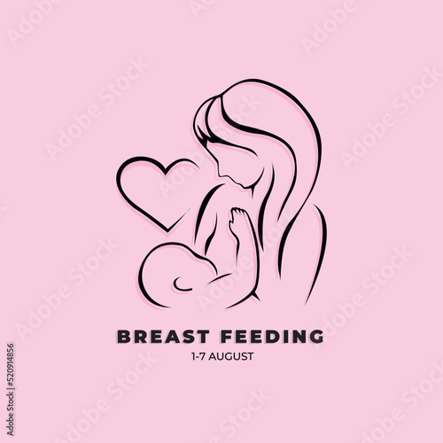 Mom and Baby icon for World Breastfeeding Day with modern vector style