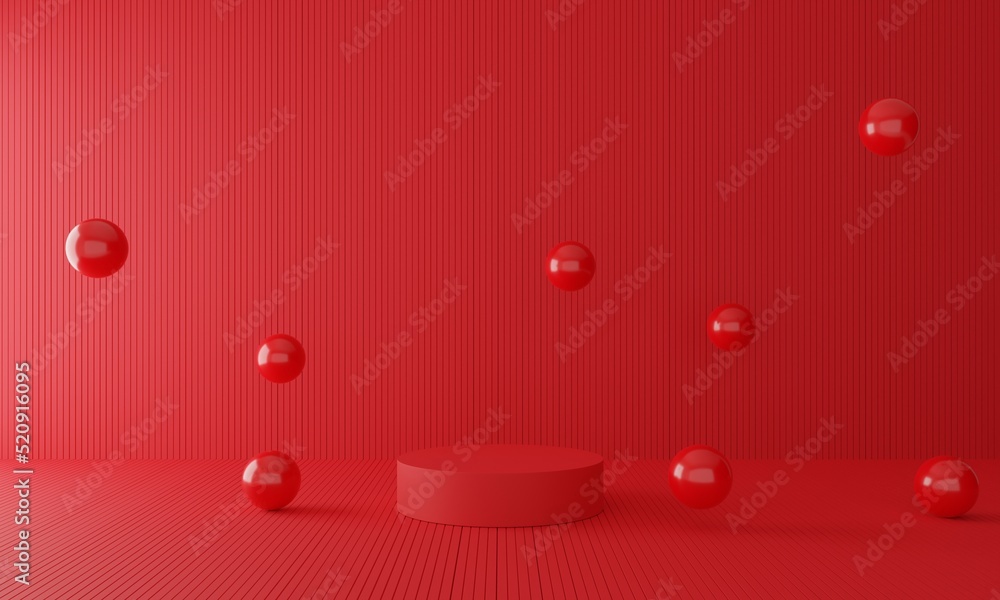 red podium in the blue room.3d rendering. red podium in the blue room.3d rendering.