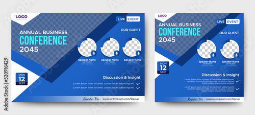 Marketing Strategies live webinar banner invitation and social media post template. Business webinar invitation design