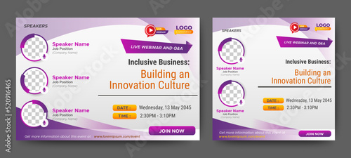 Marketing Strategies live webinar banner invitation and social media post template. Business webinar invitation design
