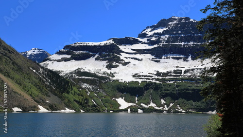 Part of Mount Custer from Cameron Lake in Waterton National Park photo