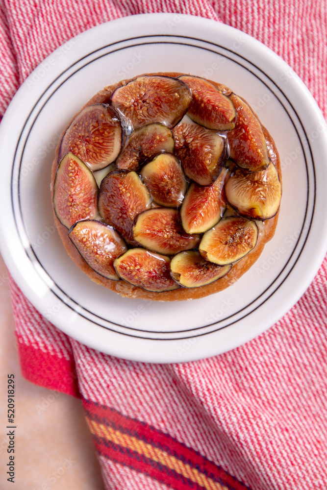 Fig Tart on a rustic red napkin Fig Tart on a rustic red napkin