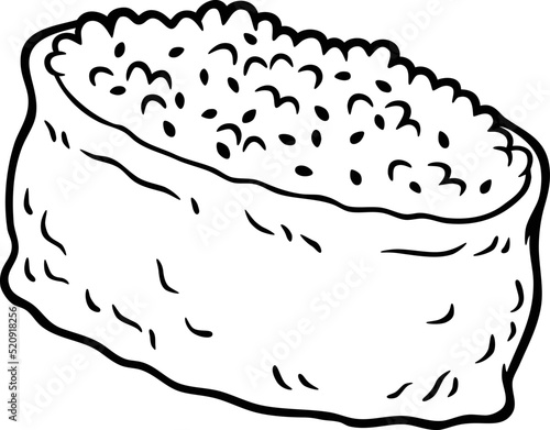 Vector Cartoon Japanese Food Inari Sushi Line Art