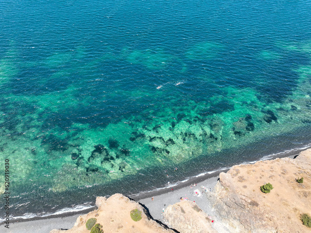 Beautiful blue sea, Foca - Izmir - Turkey aerial photo shoot with drone
