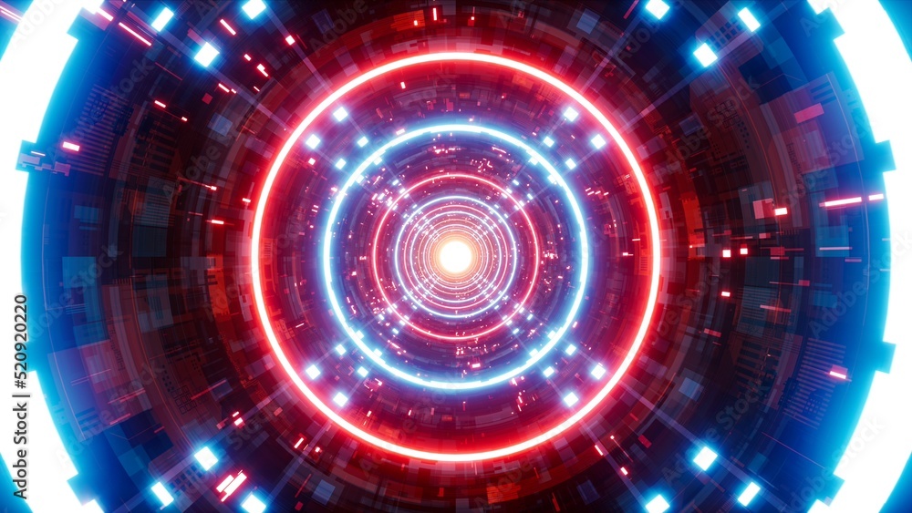 Futuristic Red and Blue Colored Lights hi tech tunnel Futuristic Red and Blue Colored Lights hi tech tunnel