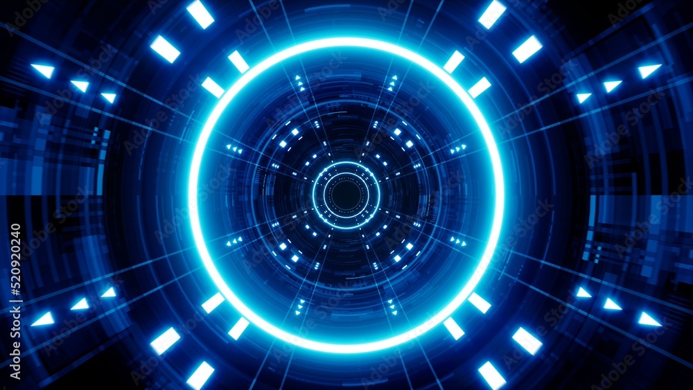 Glowing Blue Color Tunnel Lights Glowing Blue Color Tunnel Lights