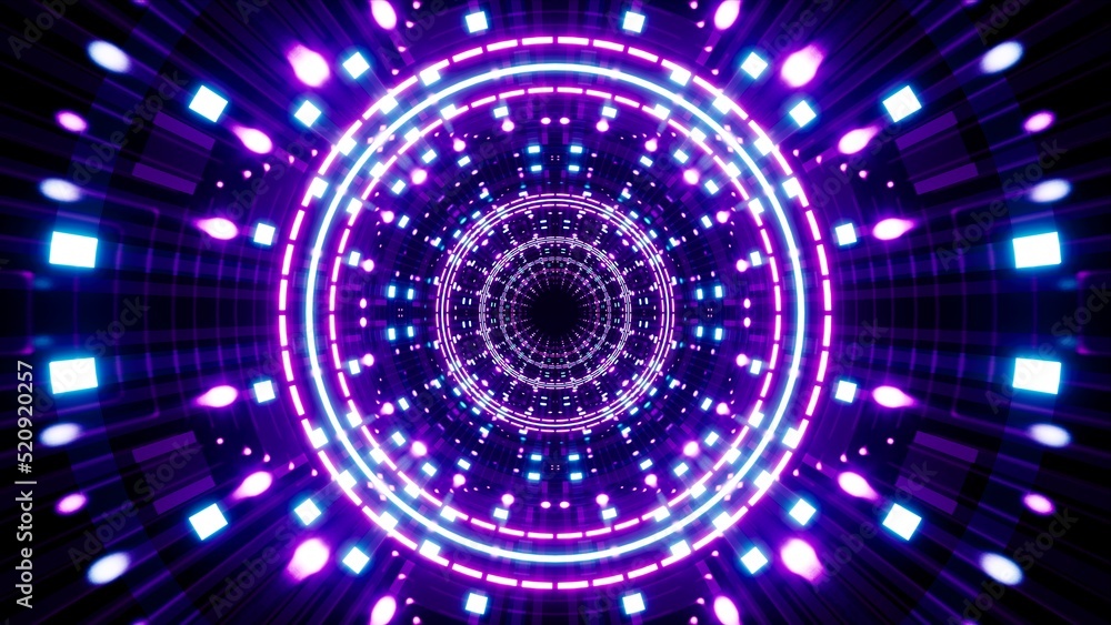 Glowing Neon color dotted pattern tunnel art Glowing Neon color dotted pattern tunnel art