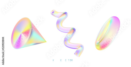 Set of colored 3D objects on a white background.