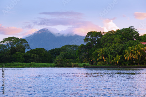 Beautiful view of Mombacho volcano from isletas de Granada, Nicaragua