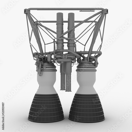 LR-87 Rocket Engine Gemini booster for Titan II Rocket. Liquid propellant RP-1 Oxygen Nitrogen Tetroxide. 3D Render. Manned Spaceflight for Science and Technology. Front View photo
