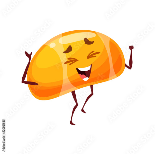 Cartoon Halloween jelly candy character, vector funny dragee happily laughing. Cute caramel dessert for kids party. Trick or treat sweet patisserie personage, isolated cheerful holiday snack mascot