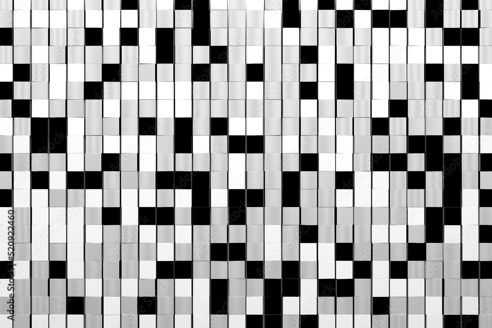 3d illustration of rows of black, white and gray squares .Set of cubes on monocrome background, pattern. Geometry background 3d illustration of rows of black, white and gray squares .Set of cubes on monocrome background, pattern. Geometry background