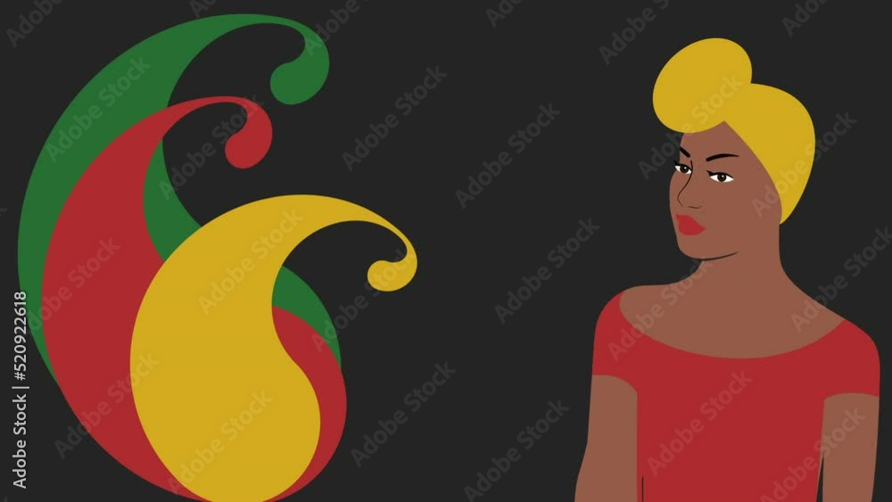 Juneteenth animation in holiday colours with African-American woman ...