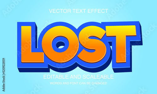 Lost letter 3d typography vector template