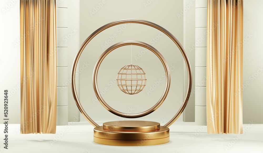 3D rendering of blank product background for cream cosmetics Modern gold podium background 3D rendering of blank product background for cream cosmetics Modern gold podium background
