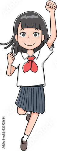 ジャンプする女子学生
