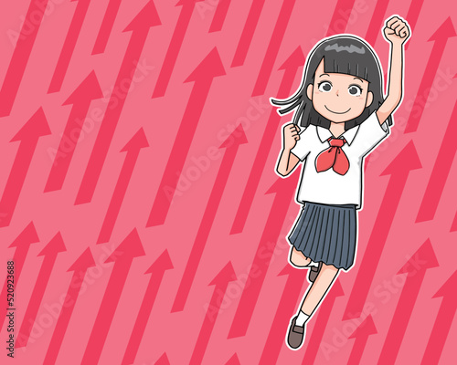 ジャンプする女子学生