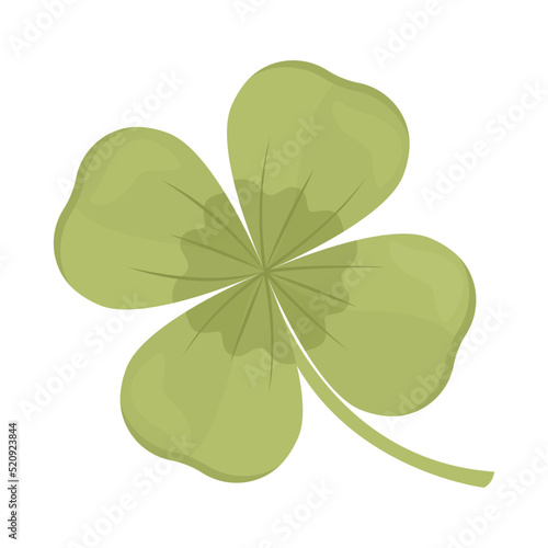 Four leaf clover semi flat color vector object. Full sized item on white. Good luck and fortune symbol. Superstition simple cartoon style illustration for web graphic design and animation