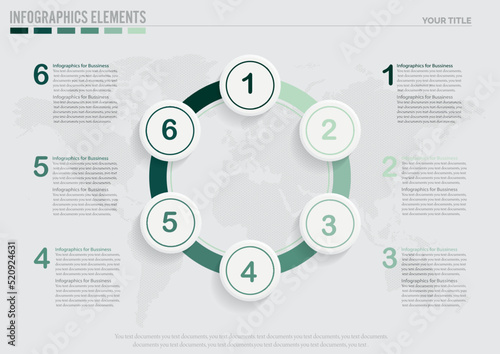 6 circles infographic.Template for cycle diagram, graph, presentation and round chart. Business concept with 6 options, parts, steps or processes. Stroke icons. - Vector