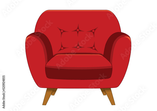 Red chair in vector isolated on white