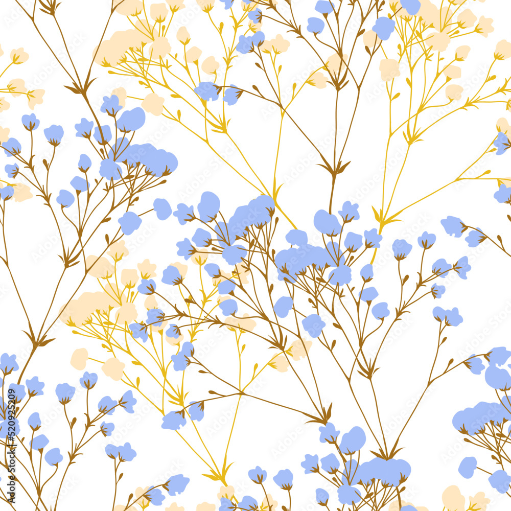 Beautiful Sweet Floral Plants Vector Graphic Art Seamless Pattern