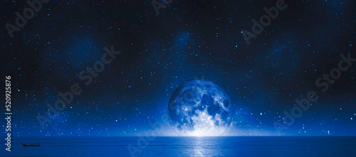 sea and full moon at nightscape .web banner