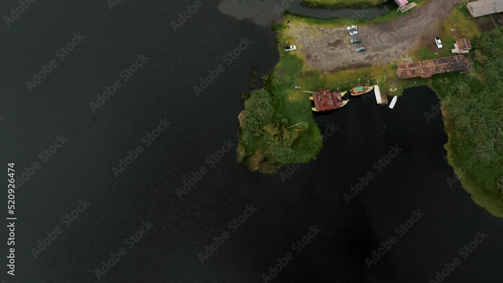Remote And Small Town In Laguna de San Pablo, Imbabura Province, Otavalo, Ecuador. Top View Remote And Small Town In Laguna de San Pablo, Imbabura Province, Otavalo, Ecuador. Top View
