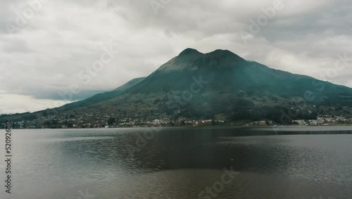 Imposing Imbabura Volcano With San Pablo Lagoon In The Foreground In Otavalo, Ecuador. - wide photo