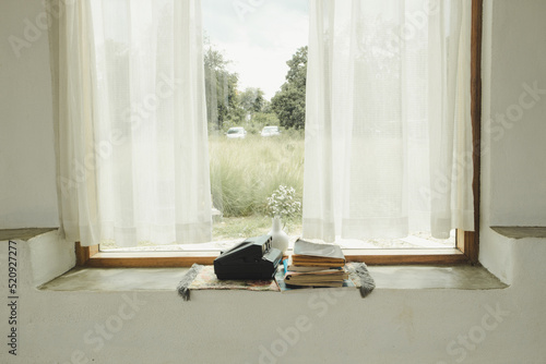 person looking through the window