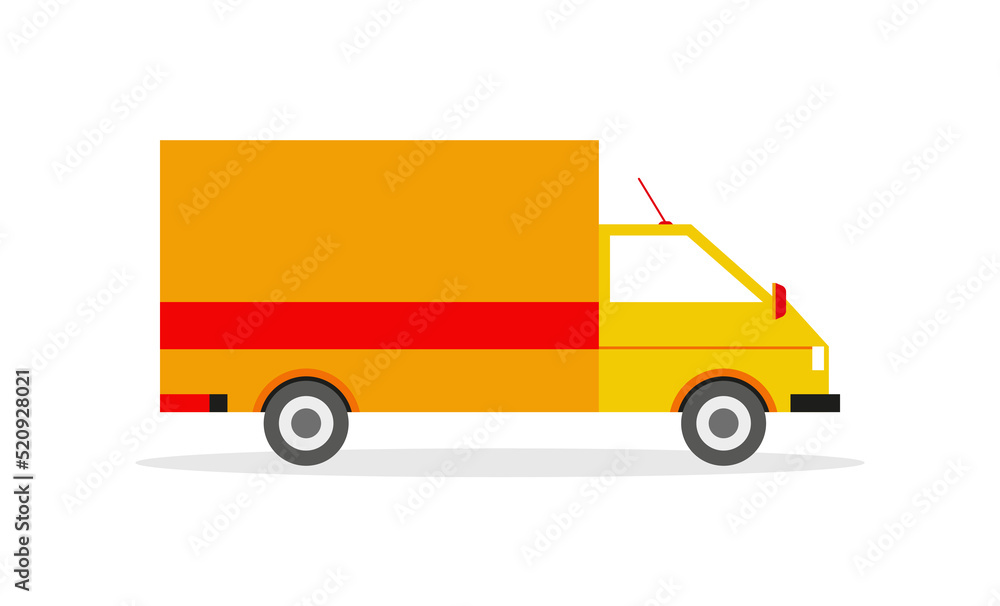 Delivery van truck service flat icon design vector. Courier marketplace online shipping symbol illustration. Delivery van truck service flat icon design vector. Courier marketplace online shipping symbol illustration.