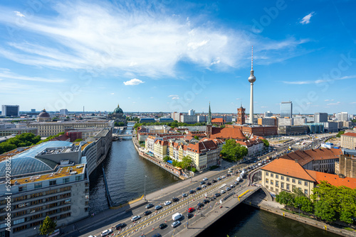 The center of Berlin with the iconic TV Tower on a sunny day