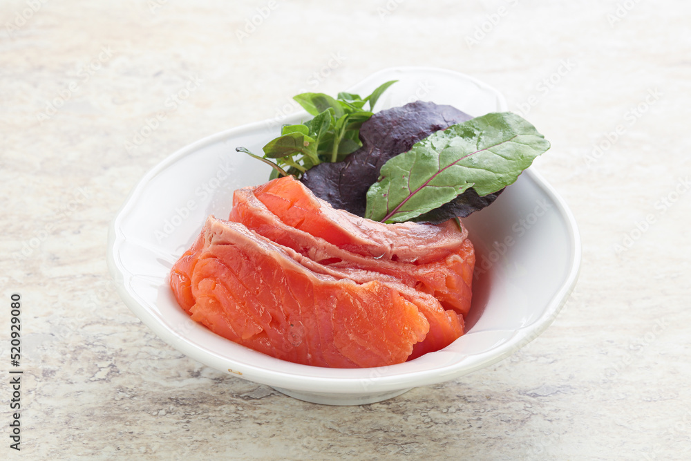Sliced salmon fillet starter snack Sliced salmon fillet starter snack