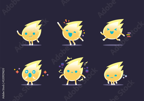 set of electric element cartoon character mascot