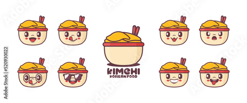 kimchi cartoon. korean traditional food vector illustration. icon, emoticons, cartoons