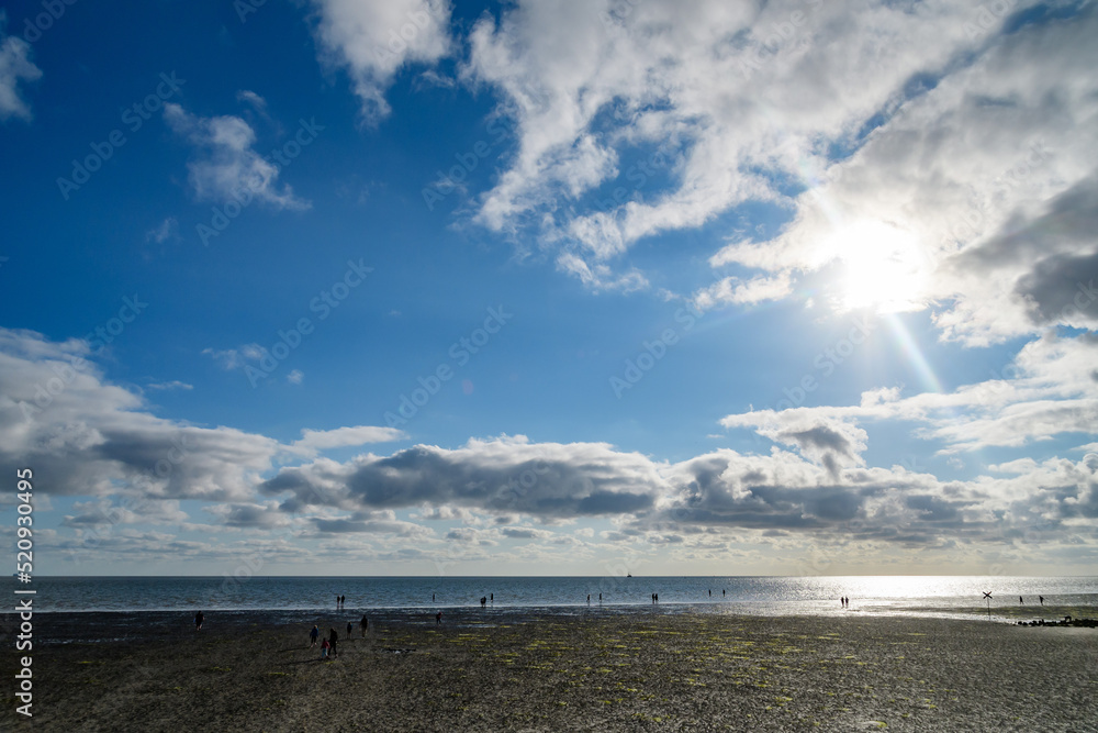 evening light at the sea wattenmeer near büsum, germany