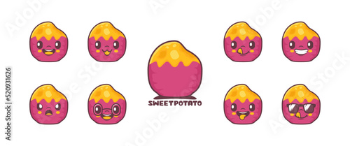 sweet potato cartoon. food vector illustration. icon, emoticons, cartoons