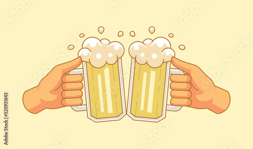Cheering with beer vector icon. Cheers