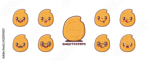 sweet potato cartoon. plant vector illustration. icon, emoticons, cartoons