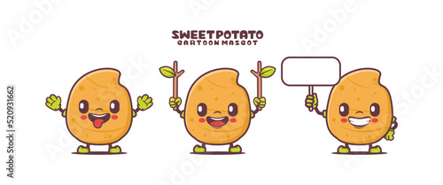sweet potato cartoon mascot. plant vector illustration