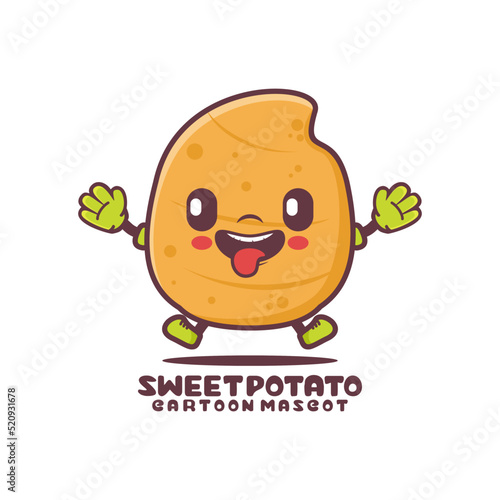 sweet potato cartoon mascot. plant vector illustration