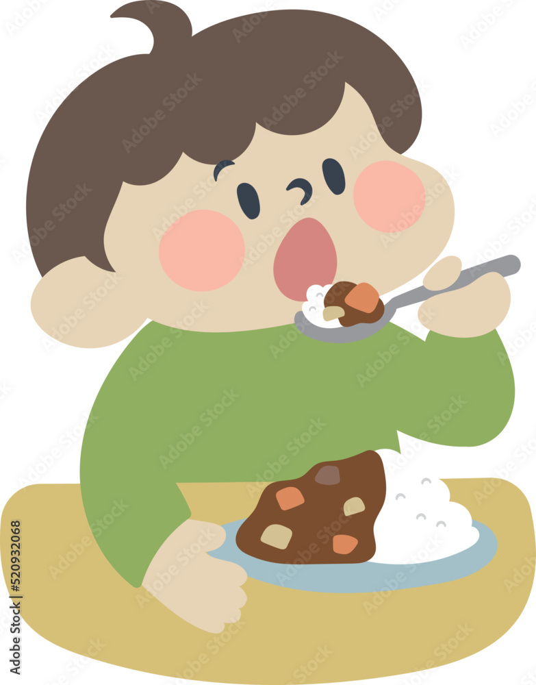 カレーライスを食べる男の子のイラスト素材 カレーライスを食べる男の子のイラスト素材