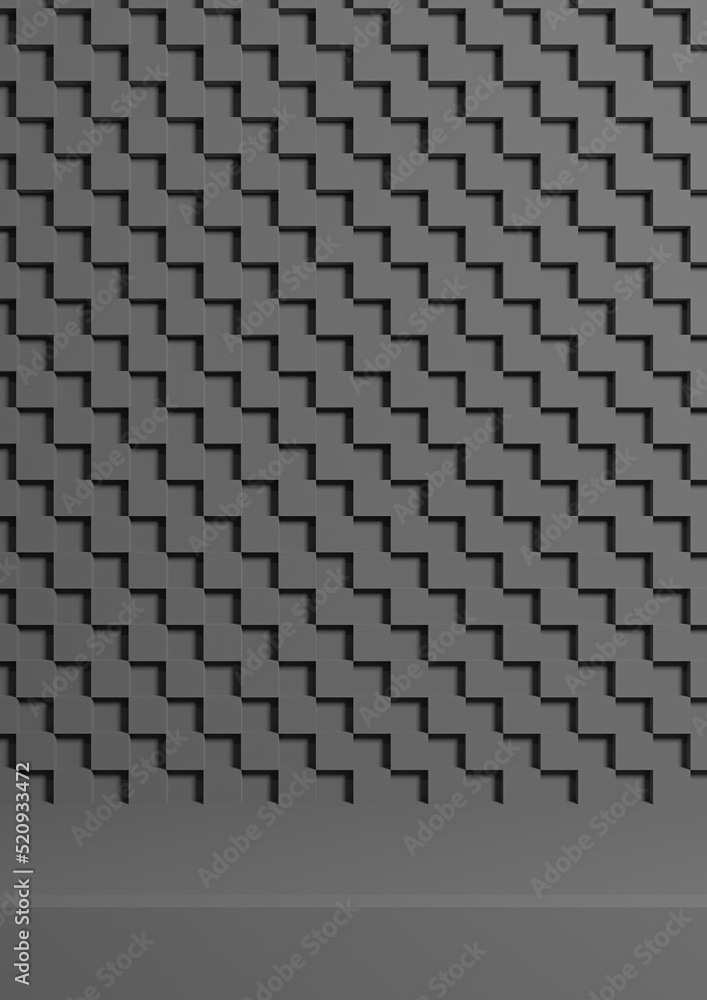 Dark graphite gray, black and white 3d Illustration simple minimal product display background side view on checkered crisscross pattern background for cosmetic product photography Dark graphite gray, black and white 3d Illustration simple minimal product display background side view on checkered crisscross pattern background for cosmetic product photography