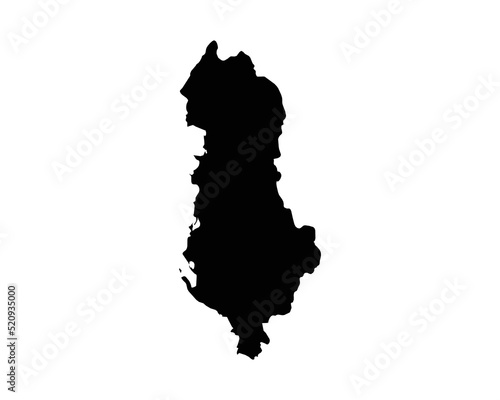 Albania Map. Albanian Country Map. Black and White National Outline Boundary Border Shape Geography Territory EPS Vector Illustration Clipart 