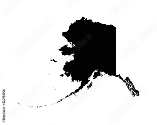 Alaska US Map. AK USA State Map. Black and White Alaskan State Border Boundary Line Outline Geography Territory Shape Vector Illustration EPS Clipart